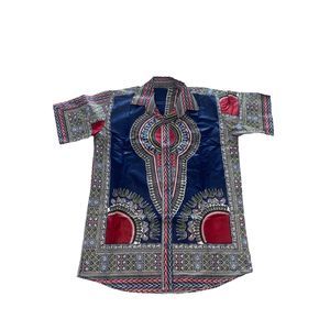 Dashiki Deep Blue Short Sleeve Jumper Angelina
